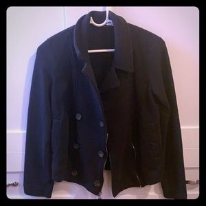 Black polyester/cotton pea coat/blazer
